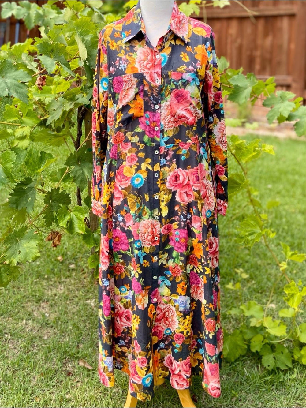 Dress -  Button Front - Pep’s - Cannes, France - NWT - Floral - M/L - Cotton